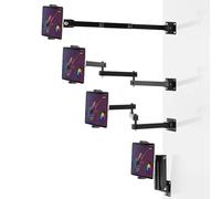 Tablet Wall Mount Bracket for 4"-13",360°Rotatable Retractable 10-45cm, iPad、Samsung Tab Holder Wall for Business and Home, Exercising in the Living room and Cooking in the Kitchen (Black 3-section)