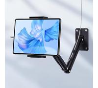 Tablet Wall Mount for ipad, Aluminum Alloy Adjustable Long Arm Tablet Stand Holder Suitable for 4.7-13" and Under 3 Pounds ipad Mini/Air/Pro, Galaxy Tab, Kindle, Nintendo Switch, Phones(Black)