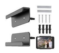 Tablet Wall Mount Holder - Laptop Shelf Stand Adhesive Stick On Bracket For EReader Smartphones | 2-Piece ABS Black White Set | Digital Photo Frame Cradle Screws Tape Included Home Office