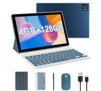 tablet with keyboard, 2024 latest 10.1 inch 2 in 1 tablets, 4GB RAM+128GB ROM, Android tablet PC, 1.8GHz quad-core, 1280x800FHD, 8MP dual camera, 5G WiFi BT 5.0 | mouse,
