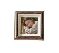 Tabletop 6 Inch Hollow Oil Painting Frame for Displaying Children's Creations with Artificial Board Construction and Perfect Size for 15x15cm Photos (Walnut color)