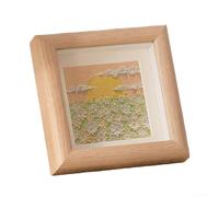 Tabletop 6 Inch Hollow Oil Painting Frame for Displaying Children's Creations with Artificial Board Construction and Perfect Size for 15x15cm Photos (White oak)