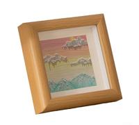 Tabletop 6 Inch Hollow Oil Painting Frame for Displaying Children's Creations with Artificial Board Construction and Perfect Size for 15x15cm Photos (Wood color)