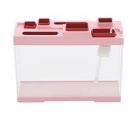 Tabletop Acrylic Storage Fish Tanks Mini Narrow Tabletop Fish Tank Aquarium Tank Kit 0.79-1.06Gal Fishes Bowl Tiny Desktop Vivarium, Pink