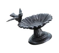 Tabletop Bird Accent Tray, Cast Iron Look Pedestal Bowl for Patio Balcony Terrace Garden Decorative Placement Use Pedestal Bowl Shallow Holder Tabletop Ornament Entryway Shelf Yard Porch Terrace Basin
