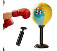 Tabletop Boxing Ball Set - PU Leather ABS Steel Construction 17.7x40Cm 900G Frame, Indoor Reflex Training Device, Stress Relief Workout Accessory, Strong Vacuum Base System With Responsive Spring Rod