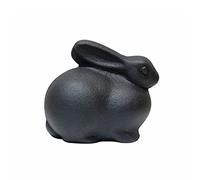 Tabletop Cast Iron Statue Decorative Home Small Carving Black Rabbit Sculpture Hand Carved Animal Fine Art Collectible (Color : A)