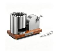 Tabletop Charcoal Fire Pit With Stress-Relieving Hand Crank Stove | 304 Stainless Steel Windproof Charcoal Stove; Portable Outdoor Charcoal Stove For Tea Brewing(Silver-B)