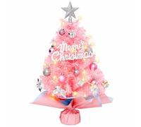 Tabletop Christmas Light Up Tree, 18in Small Christmas Tree Night Light with Ornaments DIY Battery Powered Christmas Decorations for Bedroom Home Office Party, No Battery