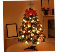 Tabletop Christmas Tree 1 Set 24inch Light Up LED DIY Small Christmas Tree PVC Battery Powered Decorations for Home Office Party, No Battery, Xmas Decor