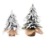 Tabletop Christmas Tree 2Pcs Artificial Mini Christmas Tree Frosty Table Top Small Ornaments for Office Home Party Mall Shop Decor, 8"+ 10
