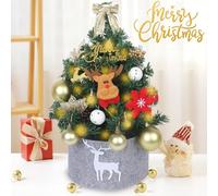 Tabletop Christmas Tree 45Cm - Small Artificial Xmas Tree Miniature Pine Tree Light Up Christmas Tree With Tree Skirt & Christmas Bauble 30Pcs For Home Office Desk Christmas Decor