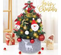 Tabletop Christmas Tree 45Cm - Small Artificial Xmas Tree Miniature Pine Tree Light Up Christmas Tree With Tree Skirt & Christmas Bauble 30Pcs For Home Office Desk Christmas Decor
