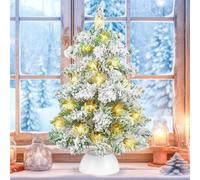 Tabletop Christmas Tree 45cm, Snow Flocked Mini Tabletop Christmas Tree, Artificial Xmas Trees Desktop Ornaments for Xmas, Home, Kitchen Decor (45CM)