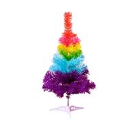 Tabletop Christmas Tree, Artificial Rainbow Christmas Tree Colorful PVC Pine Tree with Stand for Home Party Office Indoor Outdoor Holiday Decor(60cm(24inch), A)