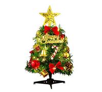 Tabletop Christmas Tree Artificial Xmas Trees and 2M/2.18 Yard Wire String Lights Mini Ornaments Miniature Desk Trees Plastic Winter DIY Crafts Mini Pine Tree for Christmas Holiday Party Home Decor