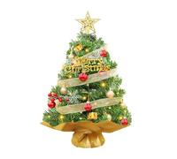 Tabletop Christmas Tree Artificial Xmas Trees with 3M String Lights Baubles Ball,Pine Cones,Ribbon,Topper Star Ornaments Winter DIY Crafts Mini Pine Tree for Christmas Holiday Party Home Decor (B)
