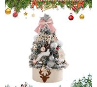 Tabletop Christmas Tree Battery Operated Vintage Decorations Ornaments | Christmas Tree Figurines Table Decor for Home Office Living Room Shelf Mantel Entryway Bedside Party 45cm snow tree pink set