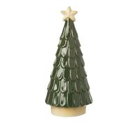 Tabletop Christmas Tree, Ceramic Green Christmas Tree with Star on Top 25cm, Green Xmas Decorations, Xmas Village Scene Room Decoration, Festive Window Display Ornament