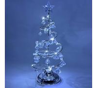 Tabletop Christmas Tree Christmas LED Crystal Tree Lights Decoration Xmas with Lights and Crystal Pendant Bead String for Holiday Desktop Christmas Decorations Winter Decor (Silver)