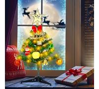 Tabletop Christmas Tree with Lights, 30cm Mini Christmas Pine Tree, LED Christmas Tree with Christmas Ornaments, Artificial Xmas Tree for Home, Office Market Bar Kitchen Dining Table Decor