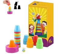 Tabletop Competitive Cup Stacking Game, Color Challenge Matching Cups Set, Speed Cups Stac Sorting Competition with Cards, Bell, Interactive Sensory Challenge for Party Travel and Family Fun(2 Set)