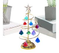 Tabletop Crystal Lighted Christmas Tree - Rotating Glitter Christmas Tree Desk Ornament,Shiny Battery Operated Electroplating Iron Art Lamp for Bedside Table