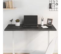 Tabletop Dark Brown 100x60x2 cm Solid Oak Wood Live Edge Untreated Rustic Smooth