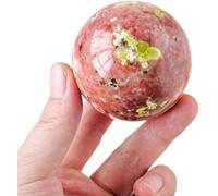 Tabletop Decor Peach Blossom Stone Crystal Ball Sphere Ornaments for Divination Photography Decoration,45~50mm