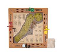 Tabletop Dice Golf Game, 20x20x1.5cm Wooden Mini Golf Board Game With Dice & Pegs, Fun And Challenging Golfs Dices Games Set, Intuitive Gameplay Movable Pegs And Scoring System, For 1-4 Players Family