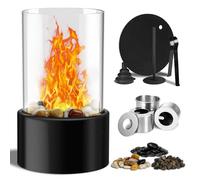 Tabletop Fire Pit, Portable Tabletop Fireplace Smokeless Bioethanol Table Top Fire Pit with 3 Burn Chambers, Windproof Table Fire Pit for Living Room Table, Balcony, Garden
