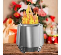Tabletop Fire, Smokeless Stainless Steel Mini Heater for Patio, Garden, Camping and Outdoor Gatherings, Compact Portable Design 20x15cm Silver
