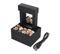 Tabletop Fountain, 115x115x170mm Creative Flowing Water Ornament or USB Operated Pebble Rock Design for Office or Home Dr(B)