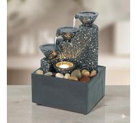 Tabletop Fountain, 3 Tier Light Up Indoor Desktop Water Fountain & River Rocks, Soothing Sound Zen Meditation Waterfall Fountain for Home/Office Decor, Living Room