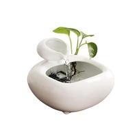 Tabletop Fountain Ceramic Flowing Water Circulation Wealth Invitation Desktop Fountain Office Decoration Tea Table Fountain Small Decoration Indoor Fountain(White)