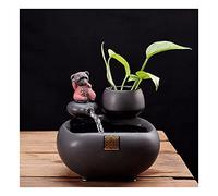 Tabletop Fountain Ceramic lucky pig sculpture Indoor Fountain Tabletop Fountain Ceramic Waterfall Tabletop Water Fountain for Office Home Indoor Decoration Indoor Fountain