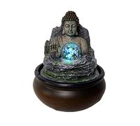 Tabletop Fountain Indoor Relaxation Desktop Buddha Fountain - Resin Crafts Tabletop Waterfall Zen Fountain Office Desktop Flowing Water Small Ornaments Desktop Fountains (Color : Brass)