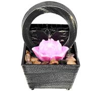 Tabletop Fountain with Light Battery/USB Operated Mini Indoor Water Fountain Feature Zen Meditation Fountain Decor Sound Relaxation Fountain Ornament for Table Office Home Bedroom (Lotus)