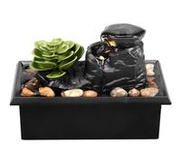 Tabletop Fountain with Light Battery/USB Operated Mini Indoor Water Fountain Feature Zen Meditation Fountain Decor Sound Relaxation Fountain Ornament for Table Office Home Bedroom (Succulents)