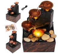 Tabletop Fountain with Lights 6.7x4.4x3.6'' Tabletop Water Fountain with Pebbles USB or Battery Powered Mini Water Fountain with Water Sound for Table Office Home Bedroom