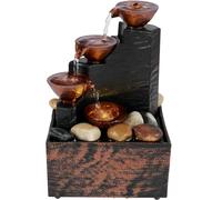 Tabletop Fountain with Lights and Pebble, Meditation Water Fountain Small Waterfall Fountain Desktop Decorations USB Powered Sound Relaxation Fountain Ornament (Bronze)