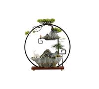 Tabletop Fountains Chinese Ceramic Waterfall Fountain Indoor with LED Light Ring and Backflow Incense Burner Holder Indoor Fountains