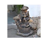 Tabletop Fountains Imitation Copper Resin Small Fountain Feeding Ducks Little Girl Circulating Water European Style Ornaments Indoor Fountains