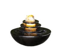 Tabletop Fountains Tabletop Fountain Creative Small Indoor Fountain with LED Ball, Suitable for Decoration Gifts for Family Living Room and Office Exquisite Decoration (Color : Black)