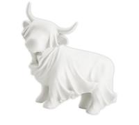 Tabletop Ghostly Yak Ornament Resin Figurine White Novelty Accent for Shelf Display Reading Corner Arrangement Modern Room Decor Playful Character Draped Yak Statue Resin Figurine White Shelf Accent