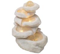 Tabletop Indoor Fountain, Resin Water Feature Indoor with Rotating Crystal Ball and LED Light, Modern Decoration for Home, Office, or Tea Room(White)