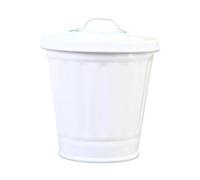 Tabletop Iron Waste Bin Useful Trash Can with Top Lid for Home and Dorm Kitchen Iron Trash Can