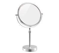 Tabletop Makeup Mirror 8 Inch Double-Sided With 7X Magnification, Freestanding With Pedestal for Shaving, Height Adjustable Chrome Finish