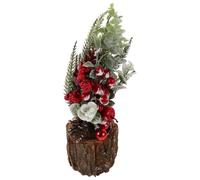 Tabletop Mini Christmas Tree Artificial Potted Bark Rustic Decor