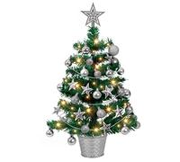 Tabletop Mini Christmas Tree Lighted,Small Artificial Christmas Tree Desktop Xmas Tree with Topper Stars and Balls Ornaments for Indoor DIY Office Decor(50cm)